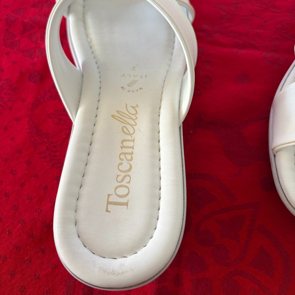 TOSCANELLA WHITE WEDGE SLIP ON SANDAL SIZE 7 - Picture 10 of 14